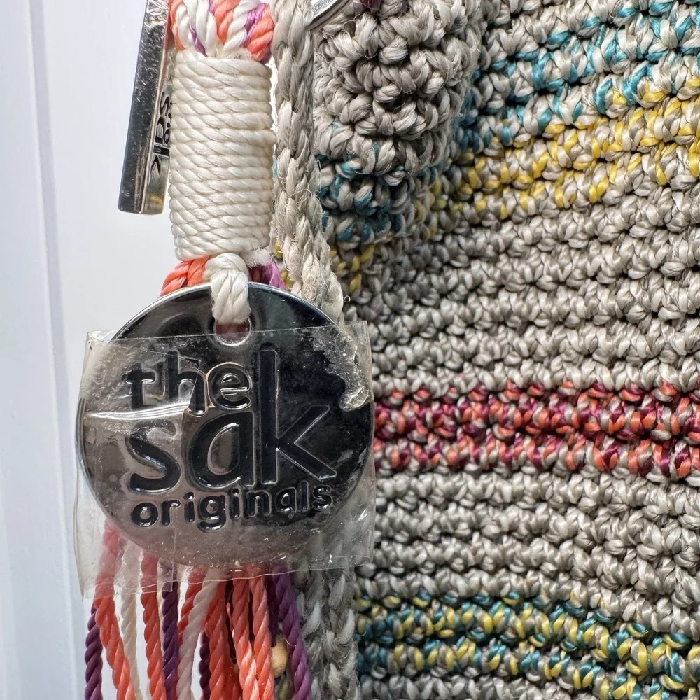The Sak Belle Tote Shoulder Bag Slouchy Handbag Purse Rainbow Stripe EXTRA CHARM